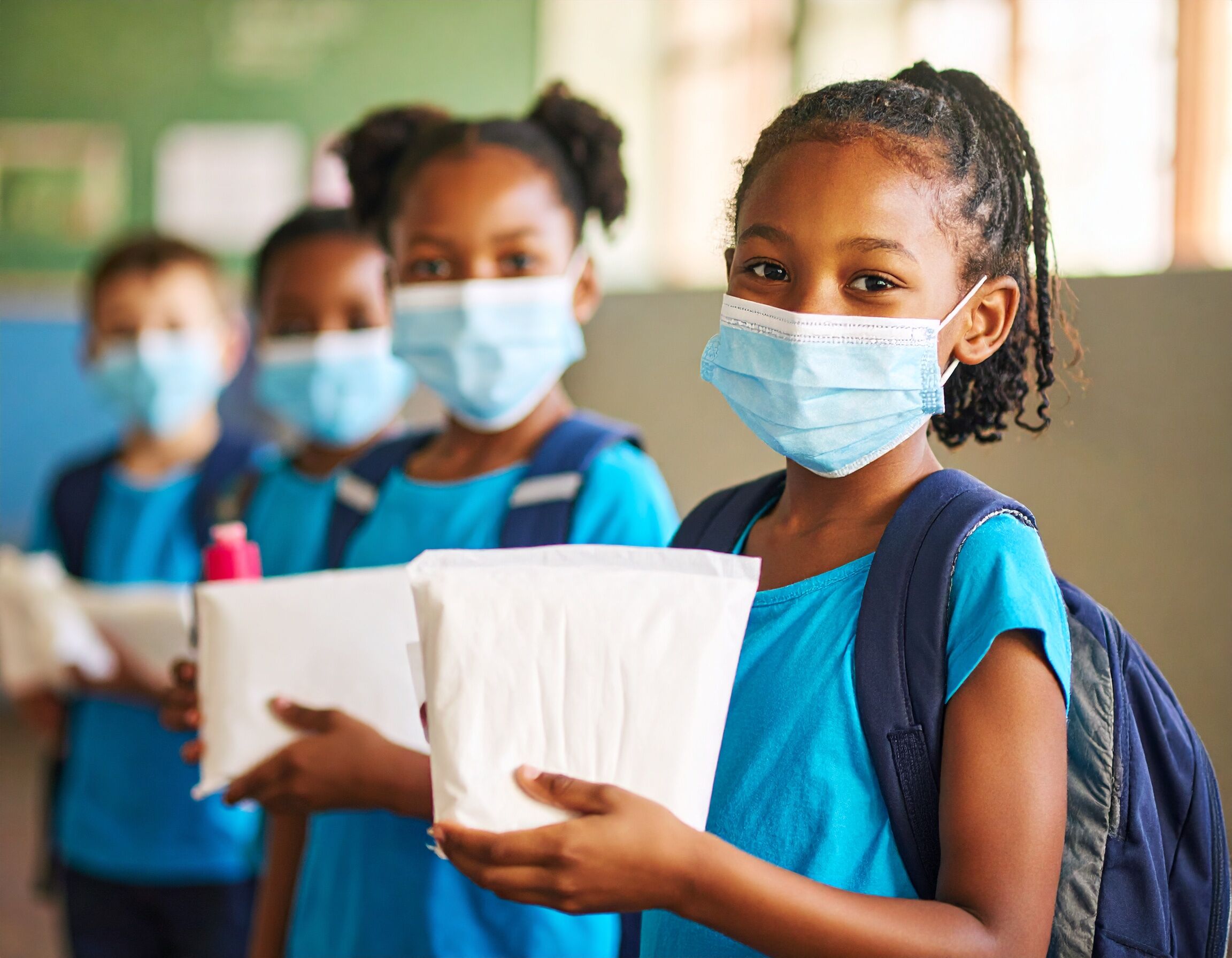 Distribution of dignity packs to students